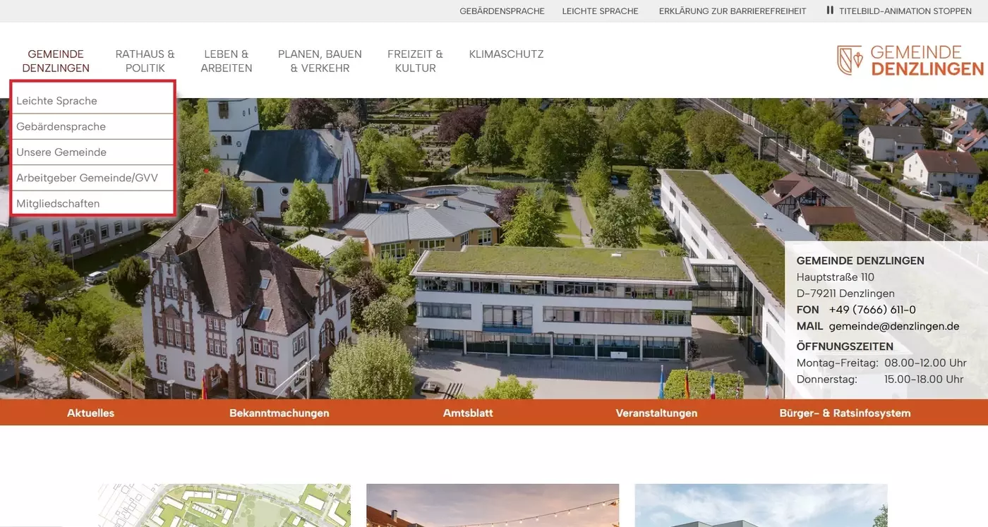 Men� Gemeinde Denzlingen