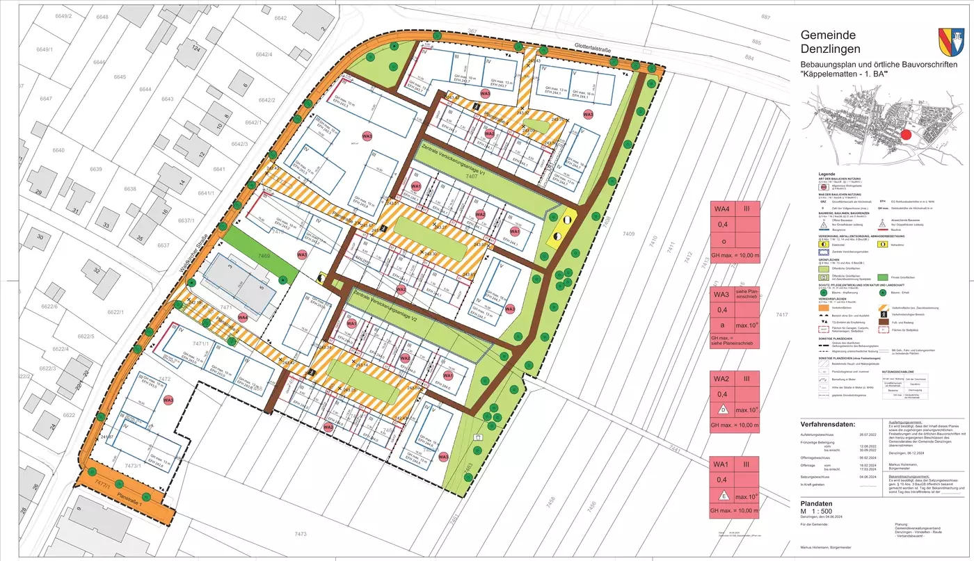 Bebauungsplan und �ffentliche Bauvorschriften K�ppelematten - 1. BA - zeichnerischer Teil