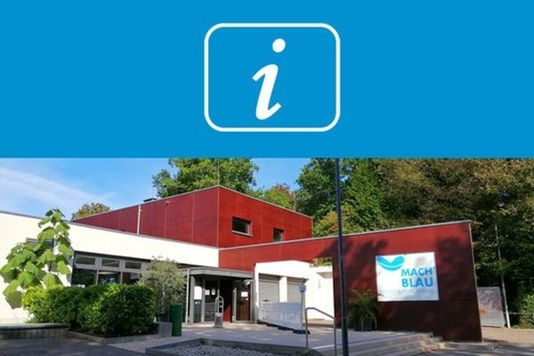 Ansicht MACH' BLAU mit Buchstabe I (für Information) Ansicht MACH' BLAU mit Buchstabe I (für Information)