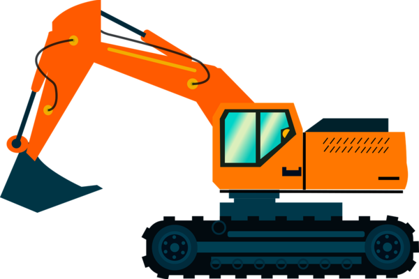 Zeichnung eines orangfarbenen Baggers Zeichnung eines orangfarbenen Baggers