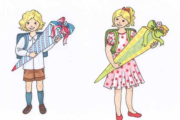 Junge und Mädchen mit Schultüte Junge und Mädchen mit Schultüte