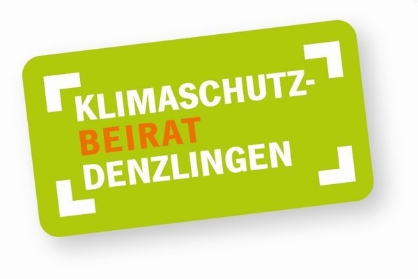 Logo Klimaschutzbeirat in weißer und roter Schrift auf grünem Hintergrund