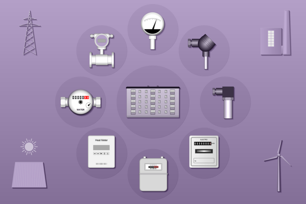 Lilafarbener Hintergrund, darauf vershcieden Grafiken Lilafarbener Hintergrund, darauf vershcieden Grafiken