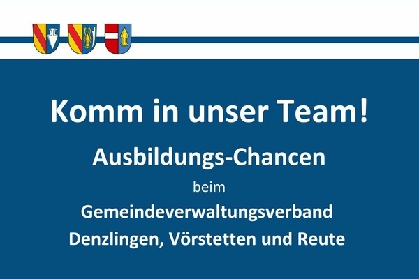 Ausbildungs-Chancen beim GVVDVR. Weiße Schrift auf blauem Untergrund