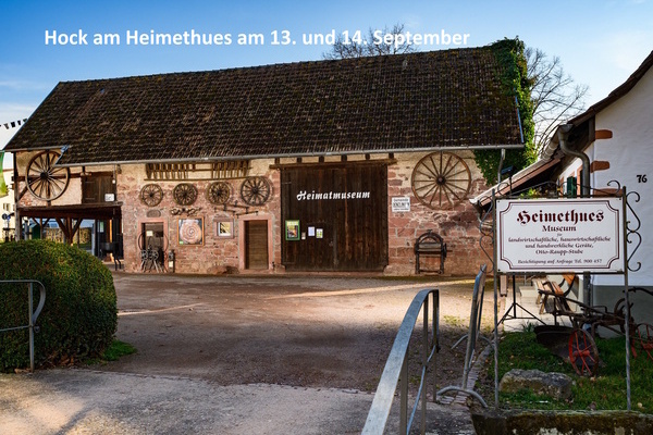 Foto Heimethues Denzlingen mit Beschriftung Einladung zum Hock am Heimethues