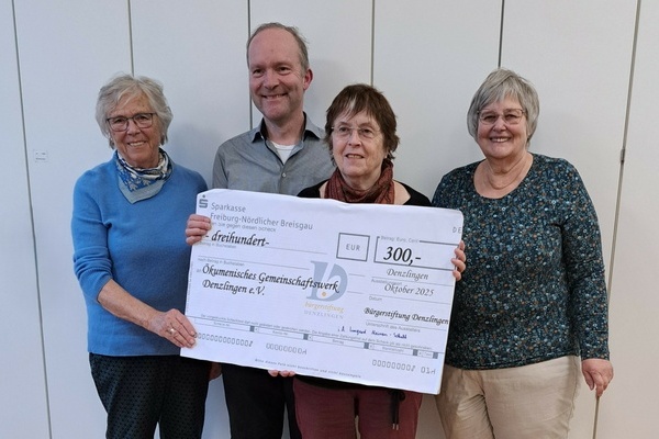 Bild: V.l.n.r. Gaby Heß, Thomas Herrmann, Irmgard Meiners-Schuth, Ruth Bender. Foto: Bürgerstiftung Denzlingen.