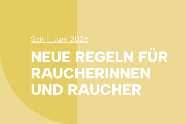 Wei&szlig;e Schrift auf gelbem Untergrund: Neue Regeln f&uuml;r Raucherinnen und Raucher