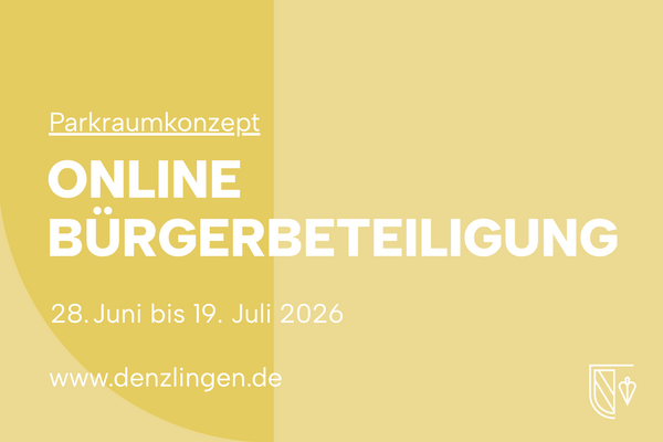 Gelber Hintergrund, wei&szlig;e Schrift: B&uuml;rgerbeteiligung Parkraumkonzept