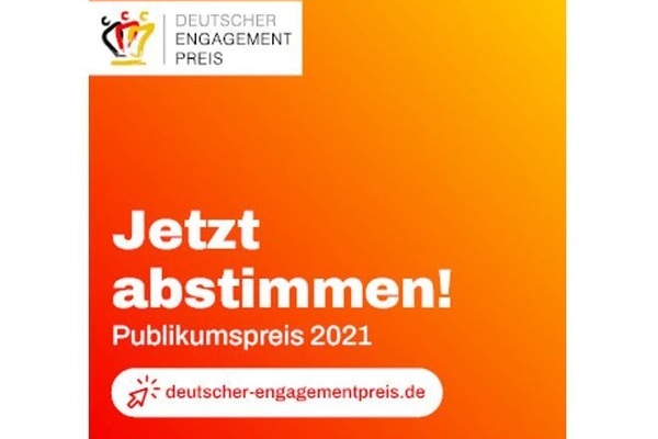 Jetzt abstimmen beim Deutschen Engagementpreis 2021! Jetzt abstimmen beim Deutschen Engagementpreis 2021!