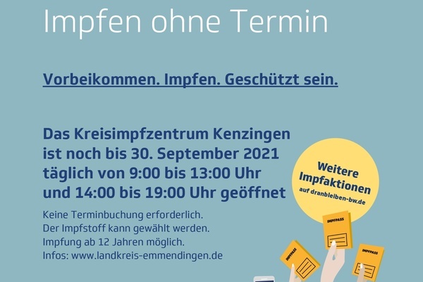Kreisimpfzentrum noch bis 30. September 2021 geöffnet  Kreisimpfzentrum noch bis 30. September 2021 geöffnet