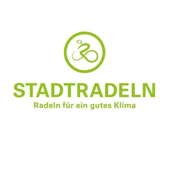 grünes Logo STADTRADELN mit Zeichnung Radfahrer