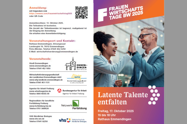 Fleyer Frauenwirtschaftstage BW 2025 Emmendingen - Latente Talente entfalten am Freitag 17.10.2025 Fleyer Frauenwirtschaftstage BW 2025 Emmendingen - Latente Talente entfalten am Freitag 17.10.2025